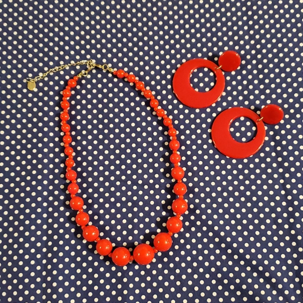 Red necklace and earrings set
